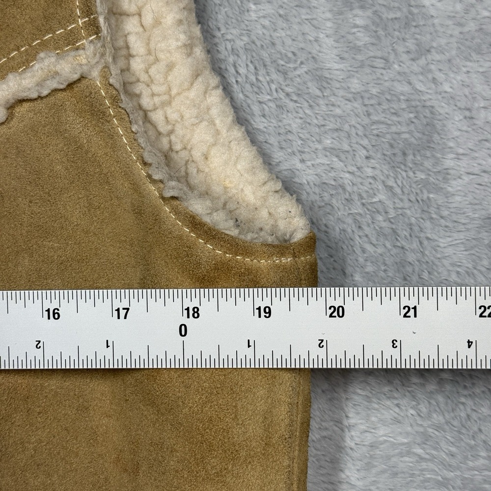 Vintage Levis Suede‎ Sherpa Vest Mens Medium Brown Snaps Western Leather Cowboy - Picture 5 of 12